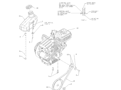 Engine Drive Diagram and Parts List for 31A-2M1EB00 2022 Yard Machines Snow Blower